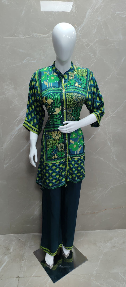 Pure crape digital print smart two piece cordset (B285)