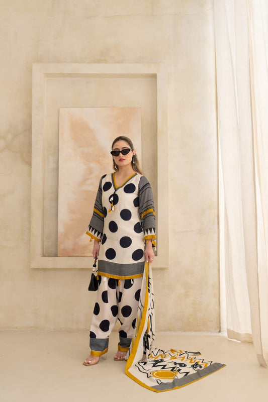 Pure muslin with mul lining smart farshi salwar three piece set (S201)