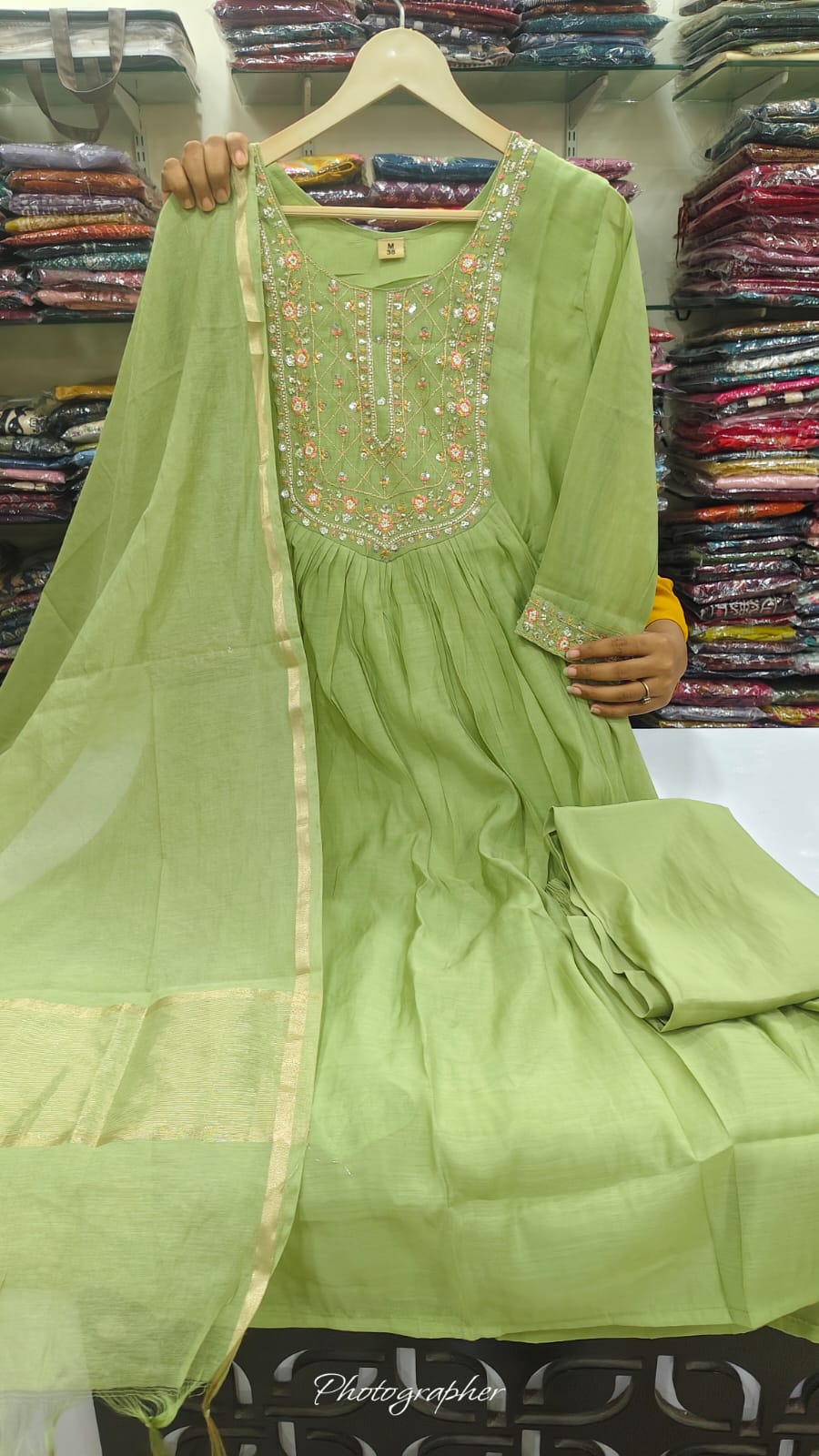 Soft mul chanderi three piece set (C382)