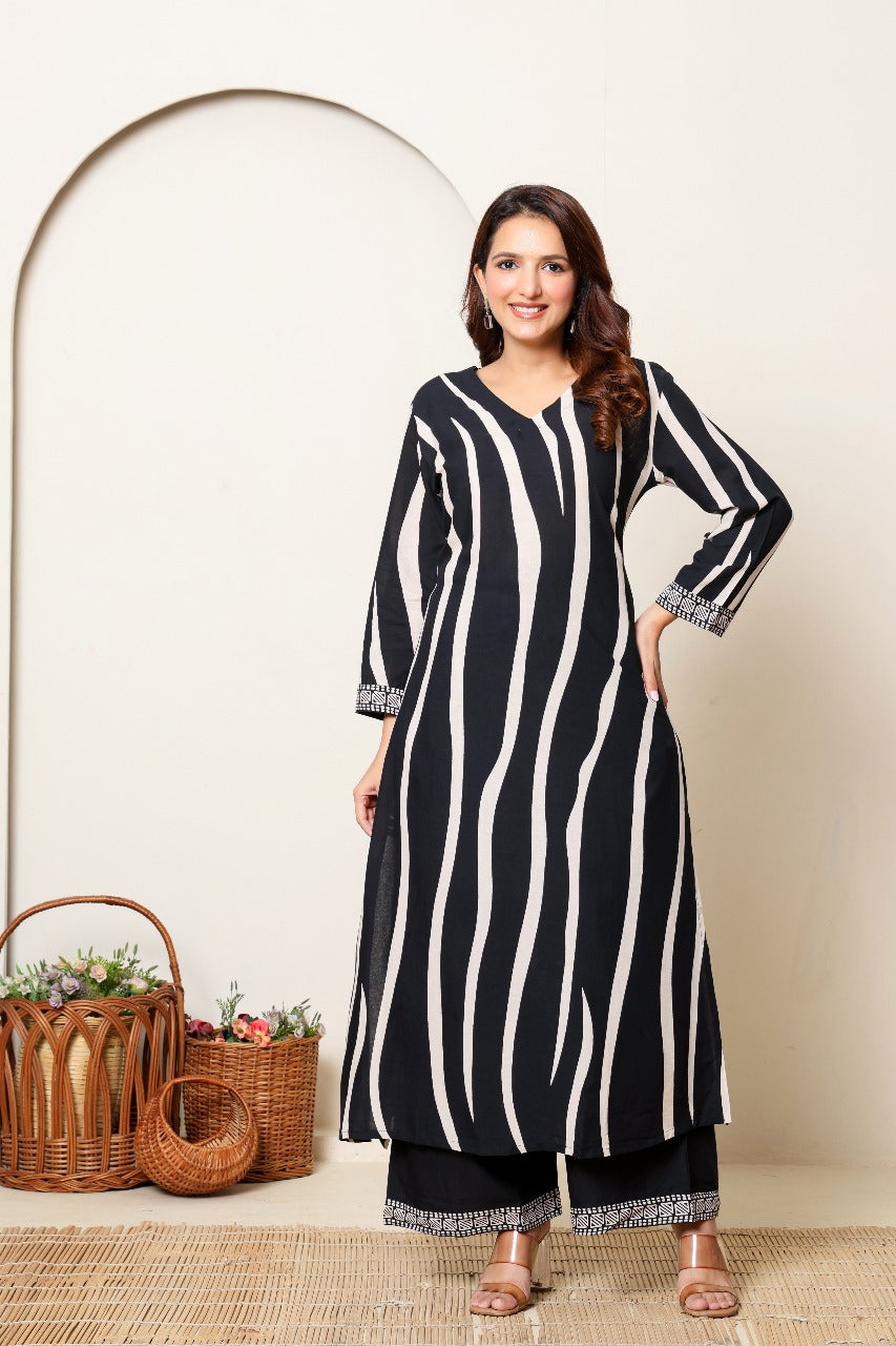 Black cotton modal with pocket two piece cordset (A1298)