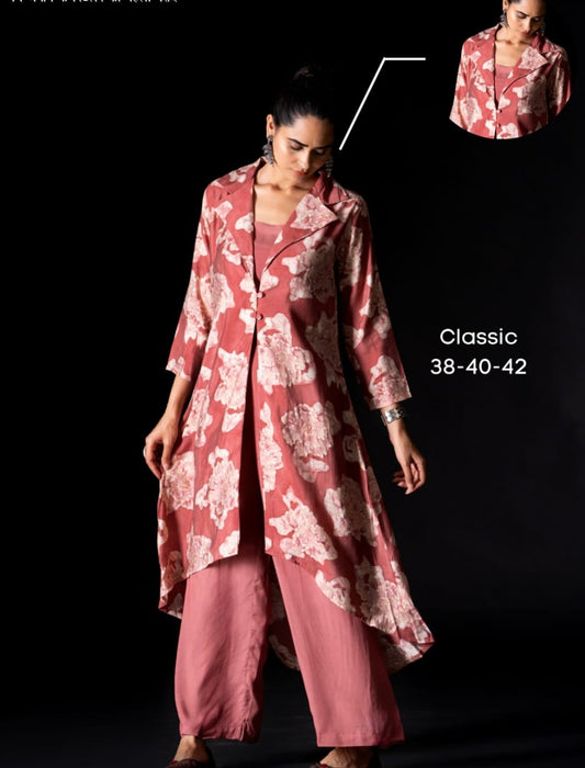 Light peach 🍑 pure mul silk three piece cordset (P1957)