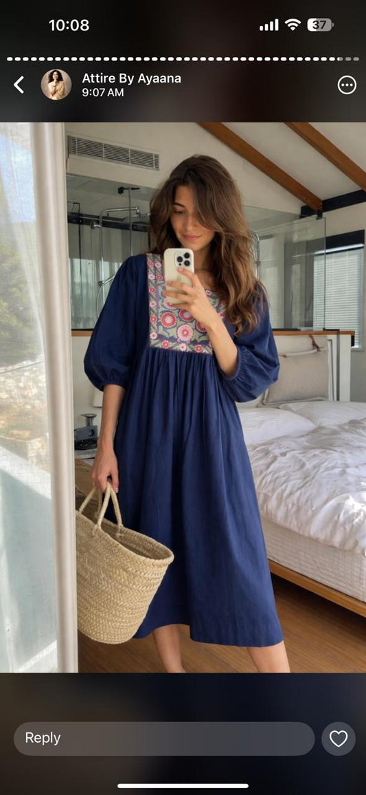 Pure cotton fully embroidered one piece dress (A1498)