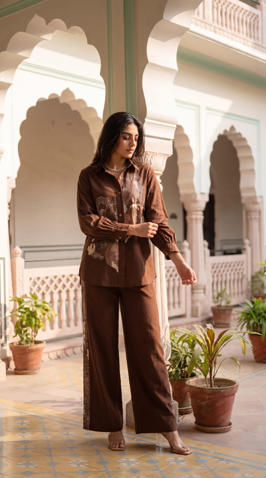 Pure cotton fully embroidered smart two piece cordset (B893)