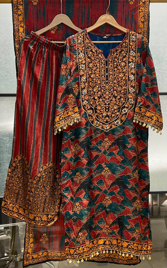 Russian silk with mul lining three piece set (C469)