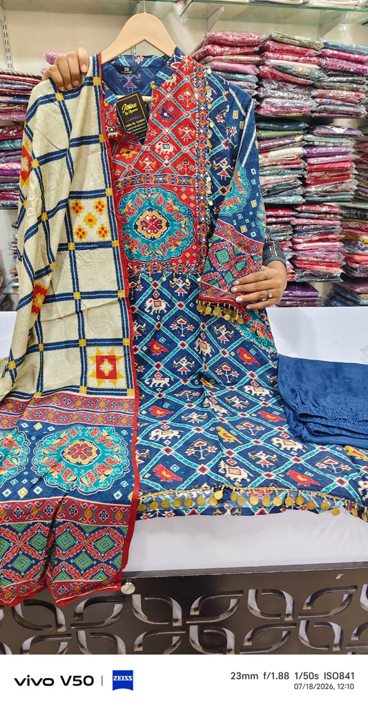 Russian silk patola print three piece set (C200)
