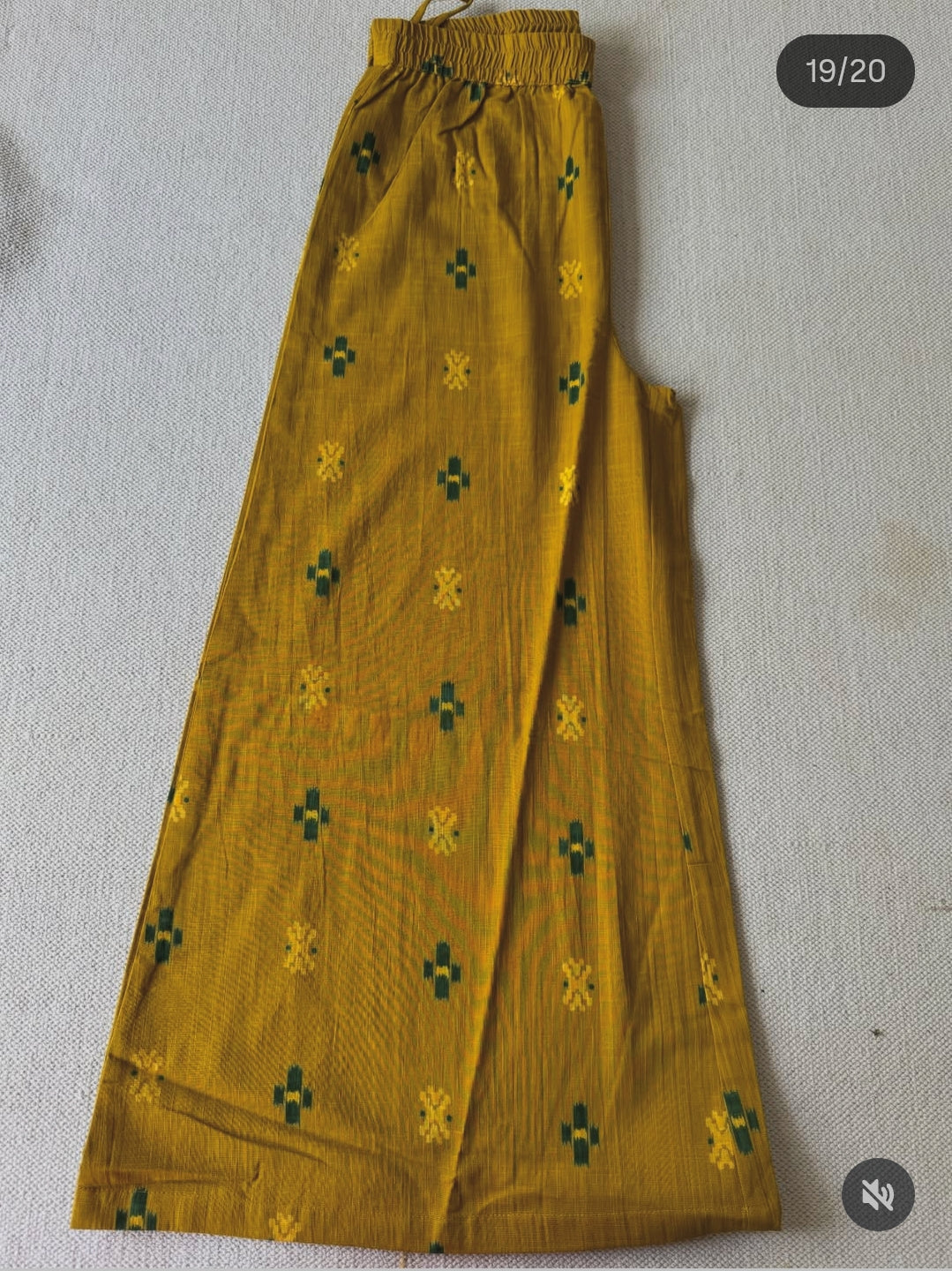 Pure cotton linen ikkat weaved with flared plazo two piece set (A1652)