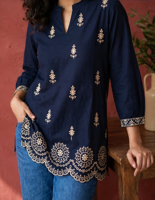 Pure cotton with shifali thread work only top (B953)