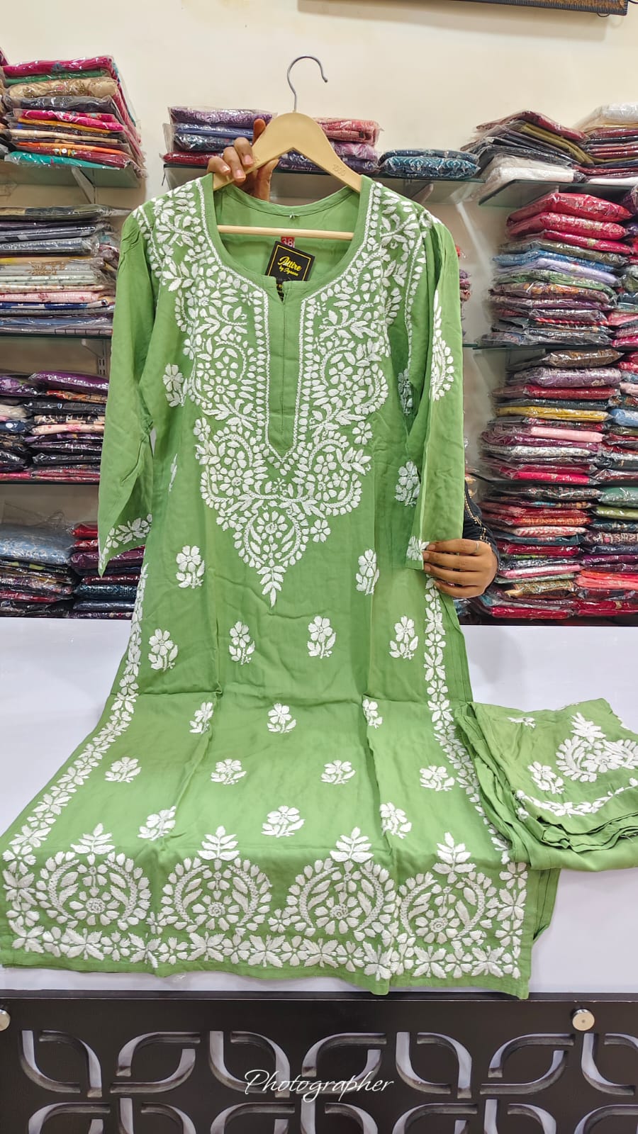 Cotton modal full chikankari smart two piece cordset (B642)