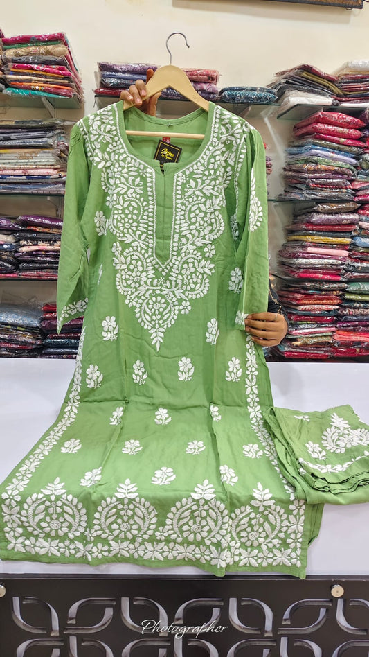 Cotton modal full chikankari smart two piece cordset (B642)