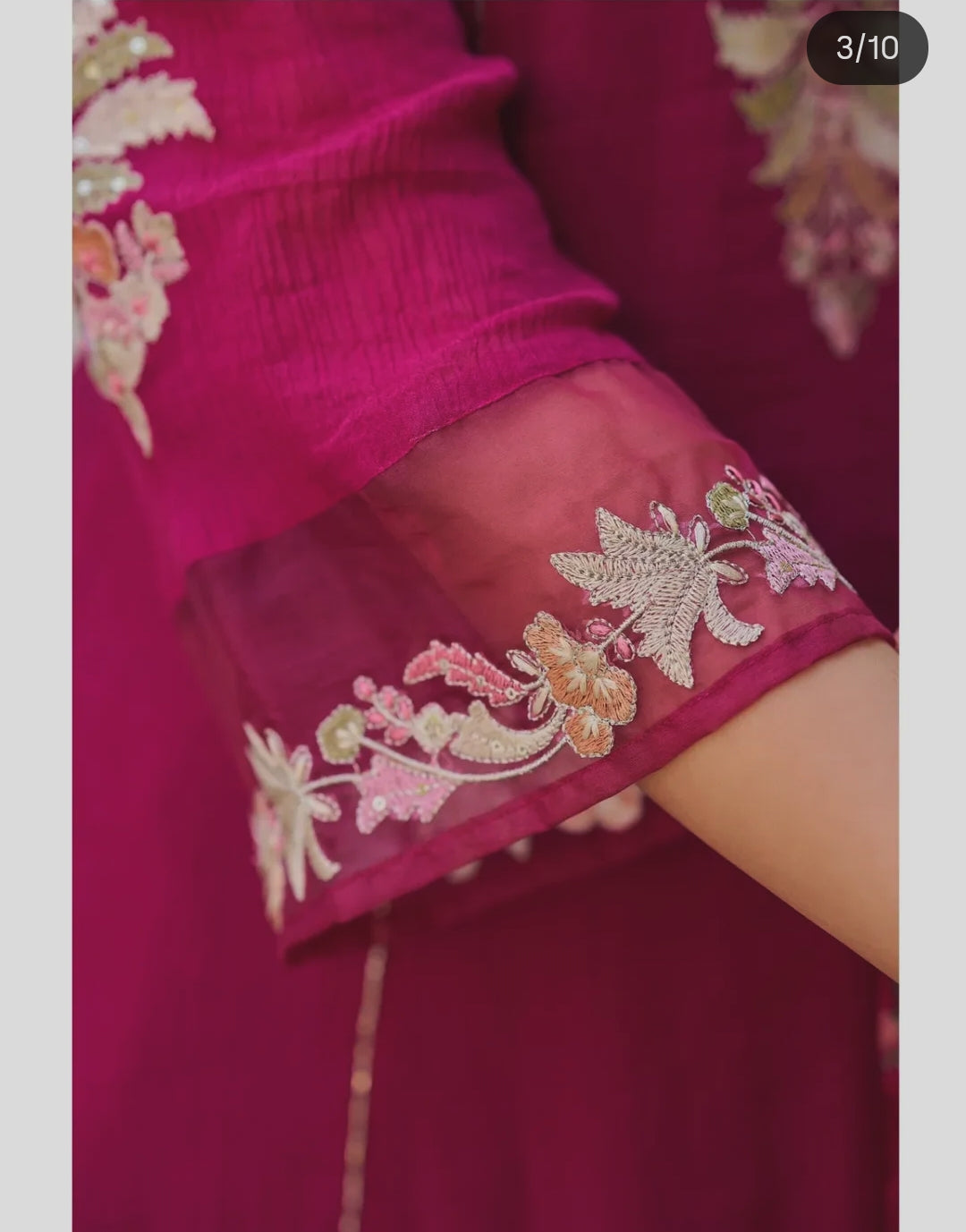 Crush cotton with lining A line kurta with mul lining and designer soft organza dupatta three piece set (B192)