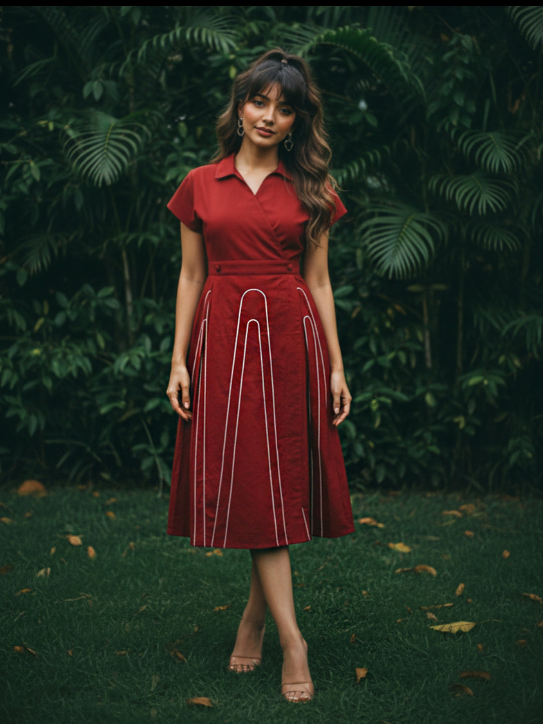 Cotton with embroidery smart one piece dress (C148)