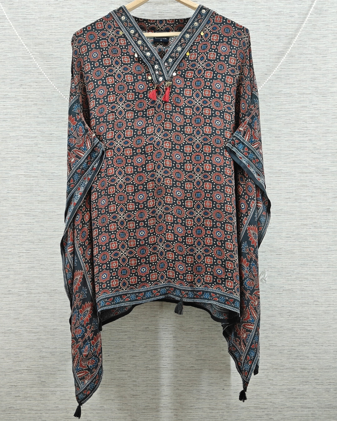 Crape ajrakh print kaftan style top (C411)
