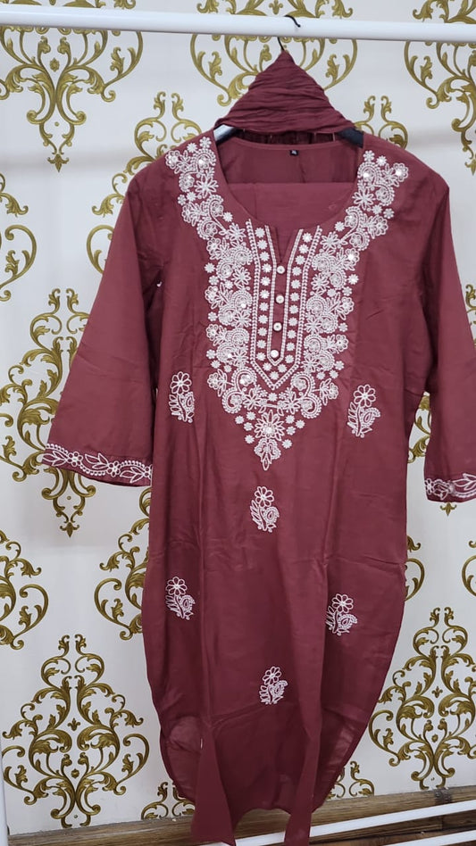 Mauve pure cotton three piece set (A357)