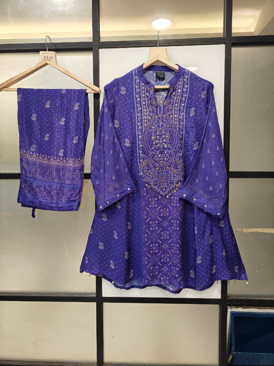 Pure crape bandani print smart two piece cordset (B978)