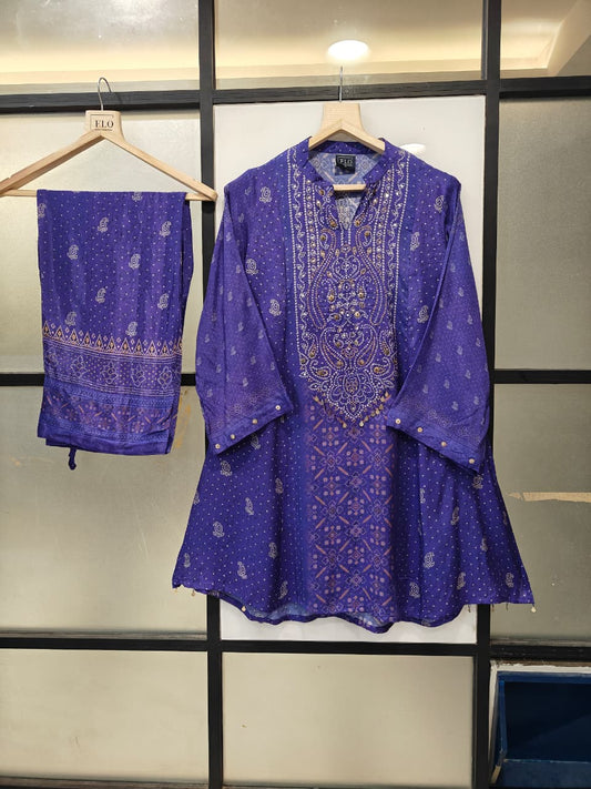 Pure crape bandani print smart two piece cordset (B978)