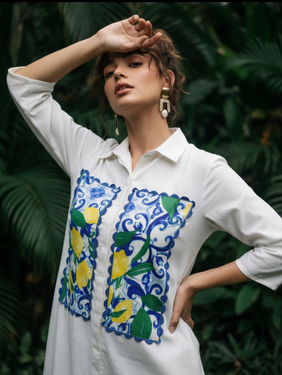 Cotton linen with lining smart one piece dress (B699)