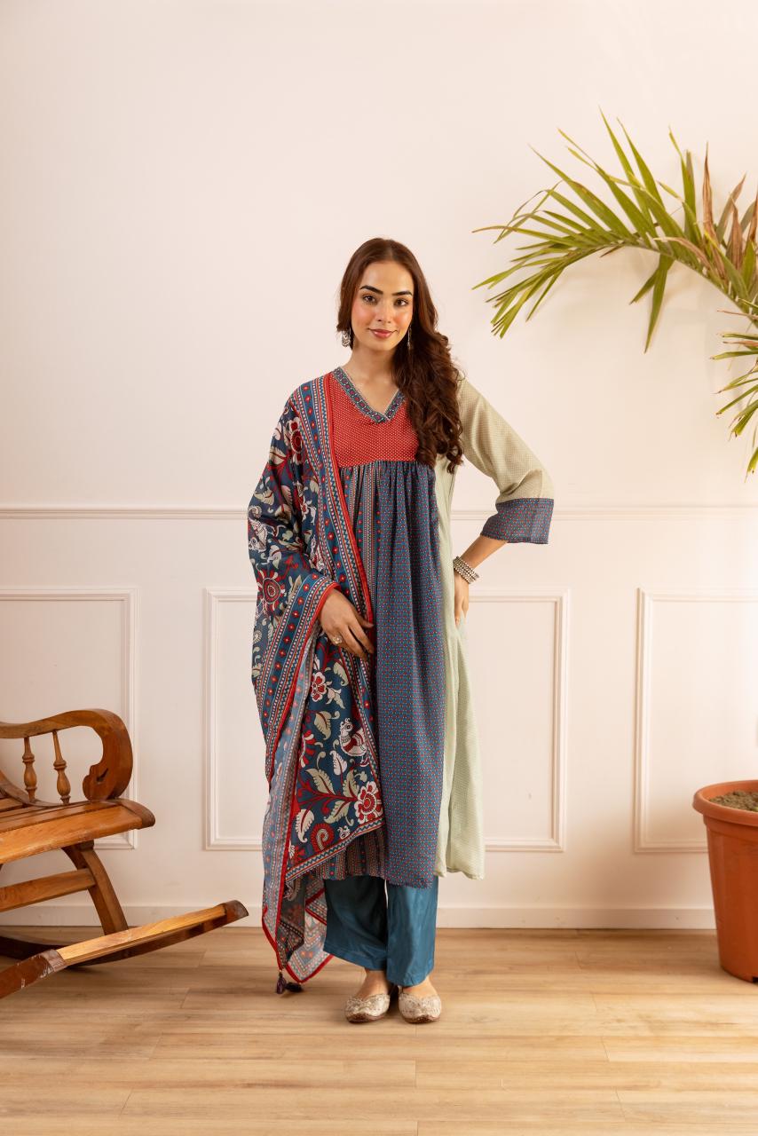 Pure mul silk with lining designer three piece set (B348)