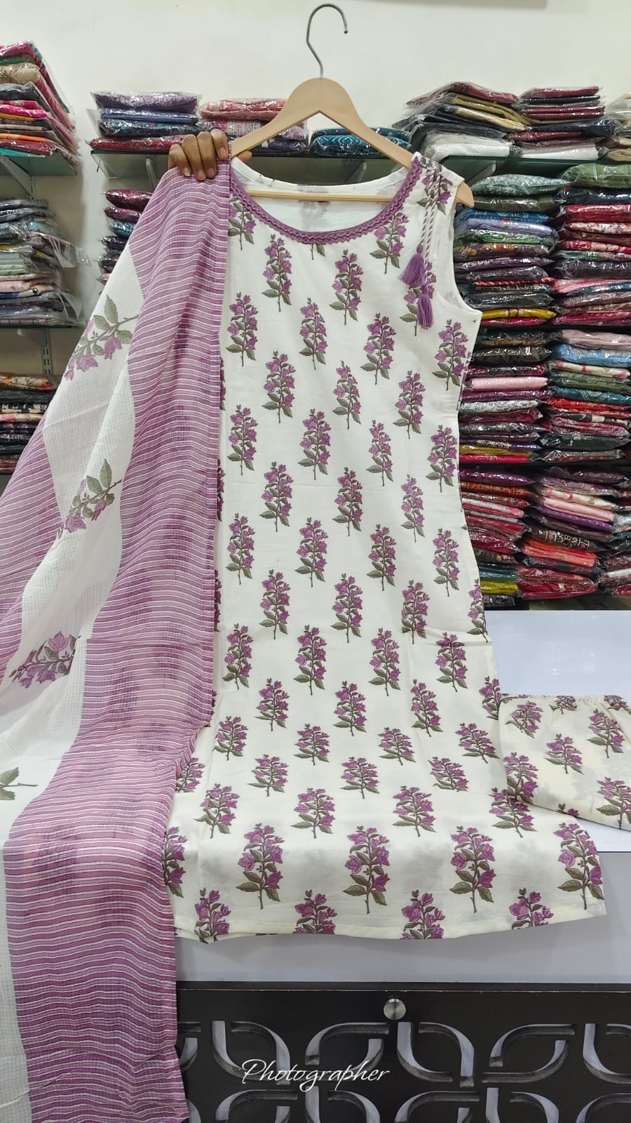 Pure cotton with lining smart three piece set (B584)