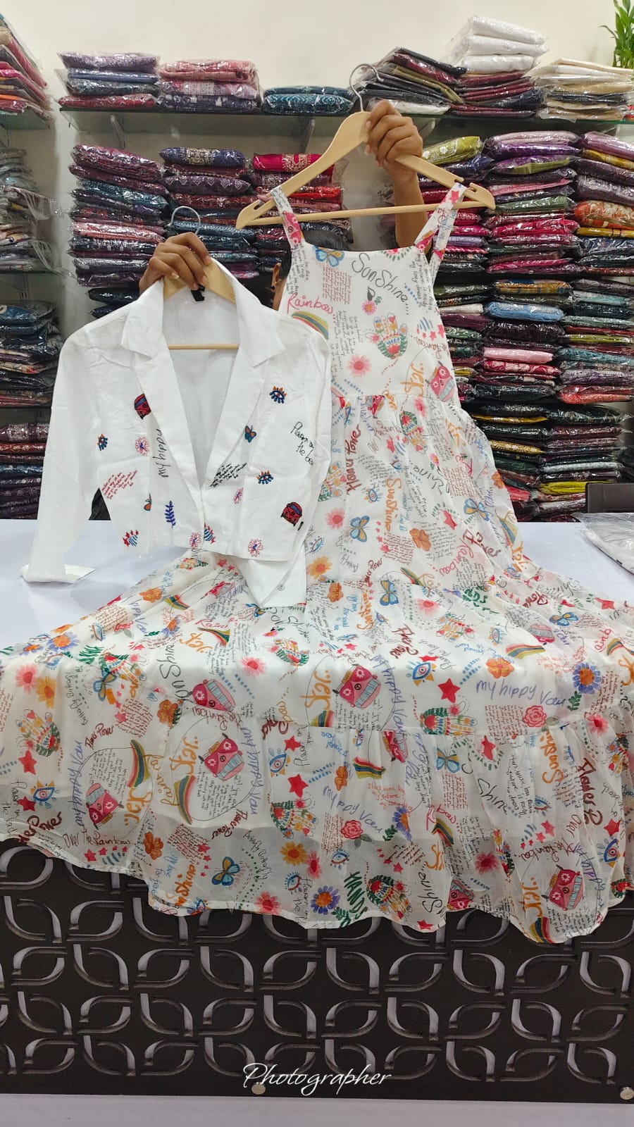 Pure chiffon with detachable shrug smart dress (B734)