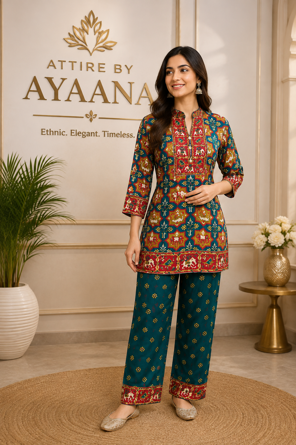 Patola print pure crape smart two piece cordset,(C545)