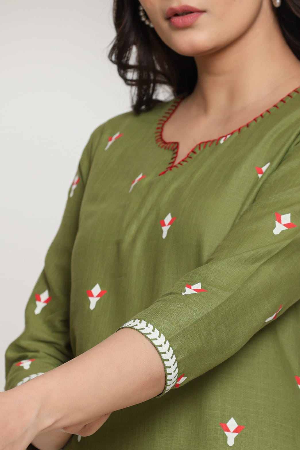 Green pure cotton two piece cordset (P1460)