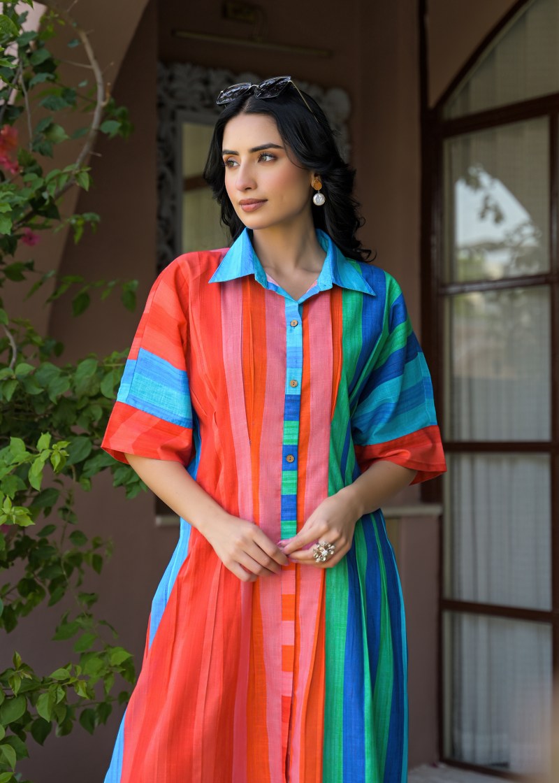 Cotton linen smart one piece dress (B688)