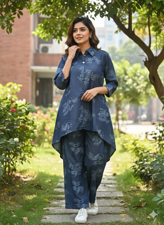 Soft denim smart two piece cordset (A1698)