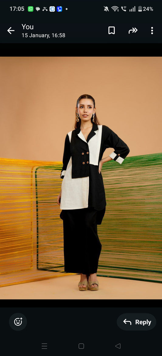 Pure cotton linen stylish two piece cordset (A1637)