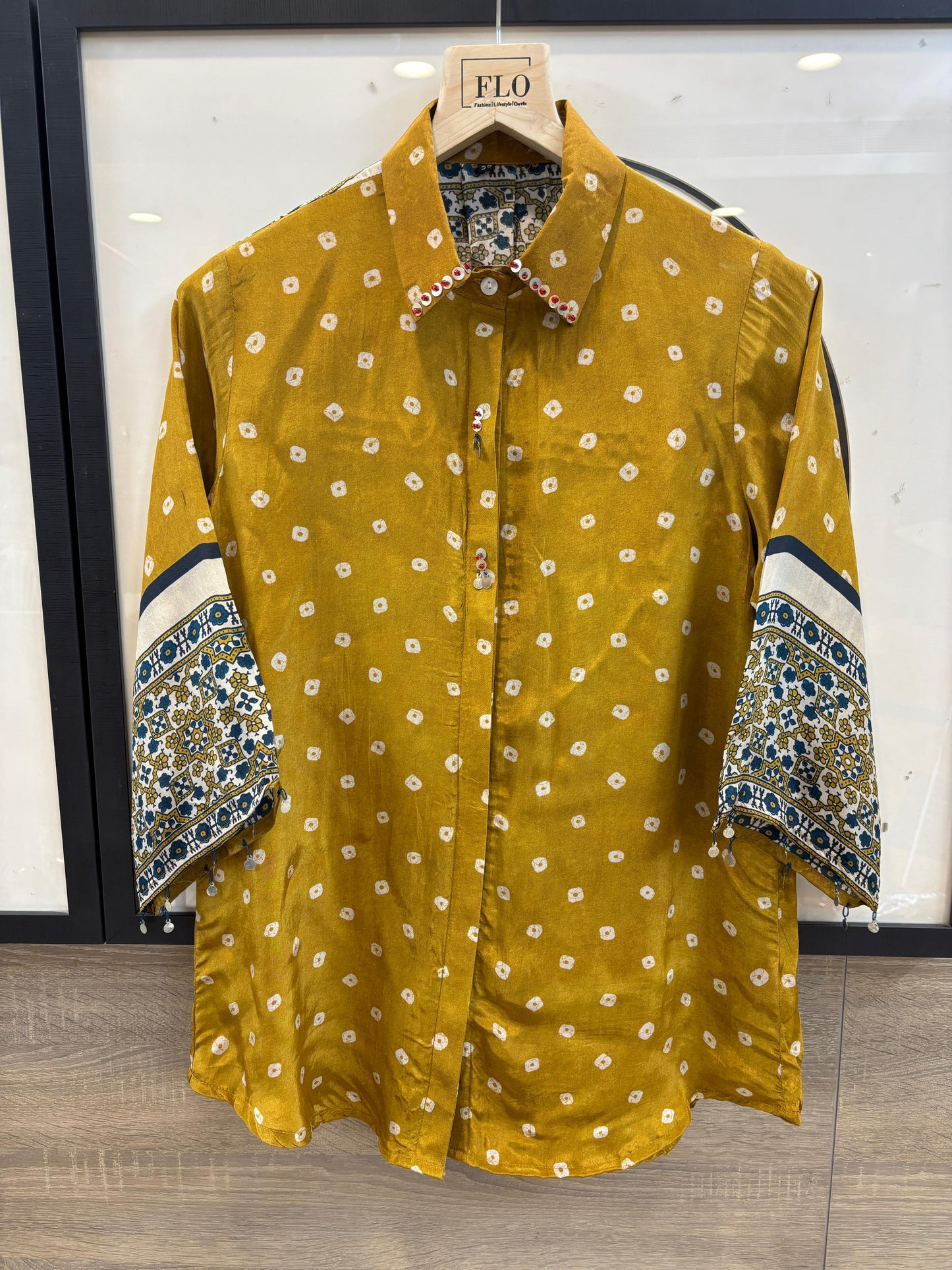 Pure crape bandani print smart shirt (B335)