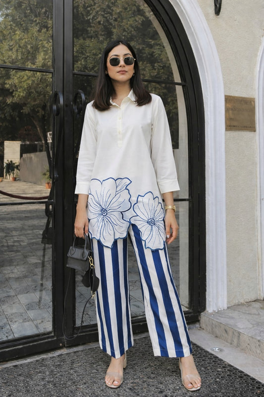 Pure cotton with applique work smart two piece cordset (B101)