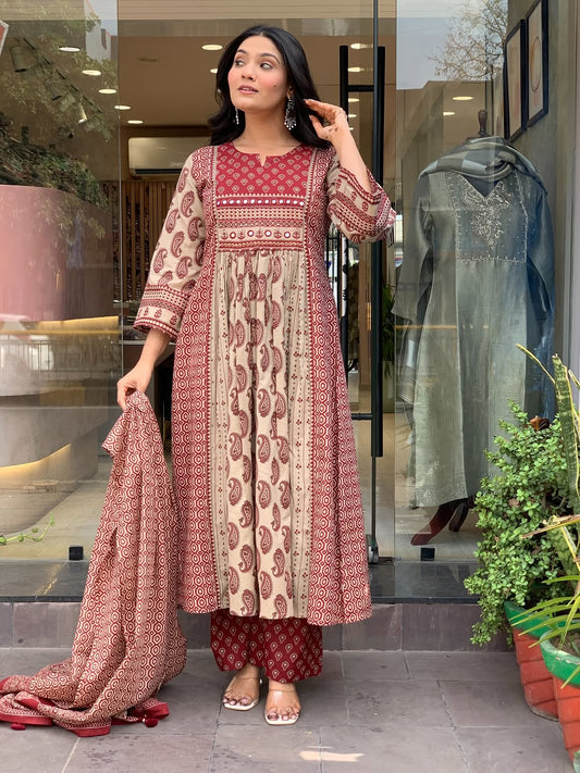 Pure cotton flared three piece set (S343)