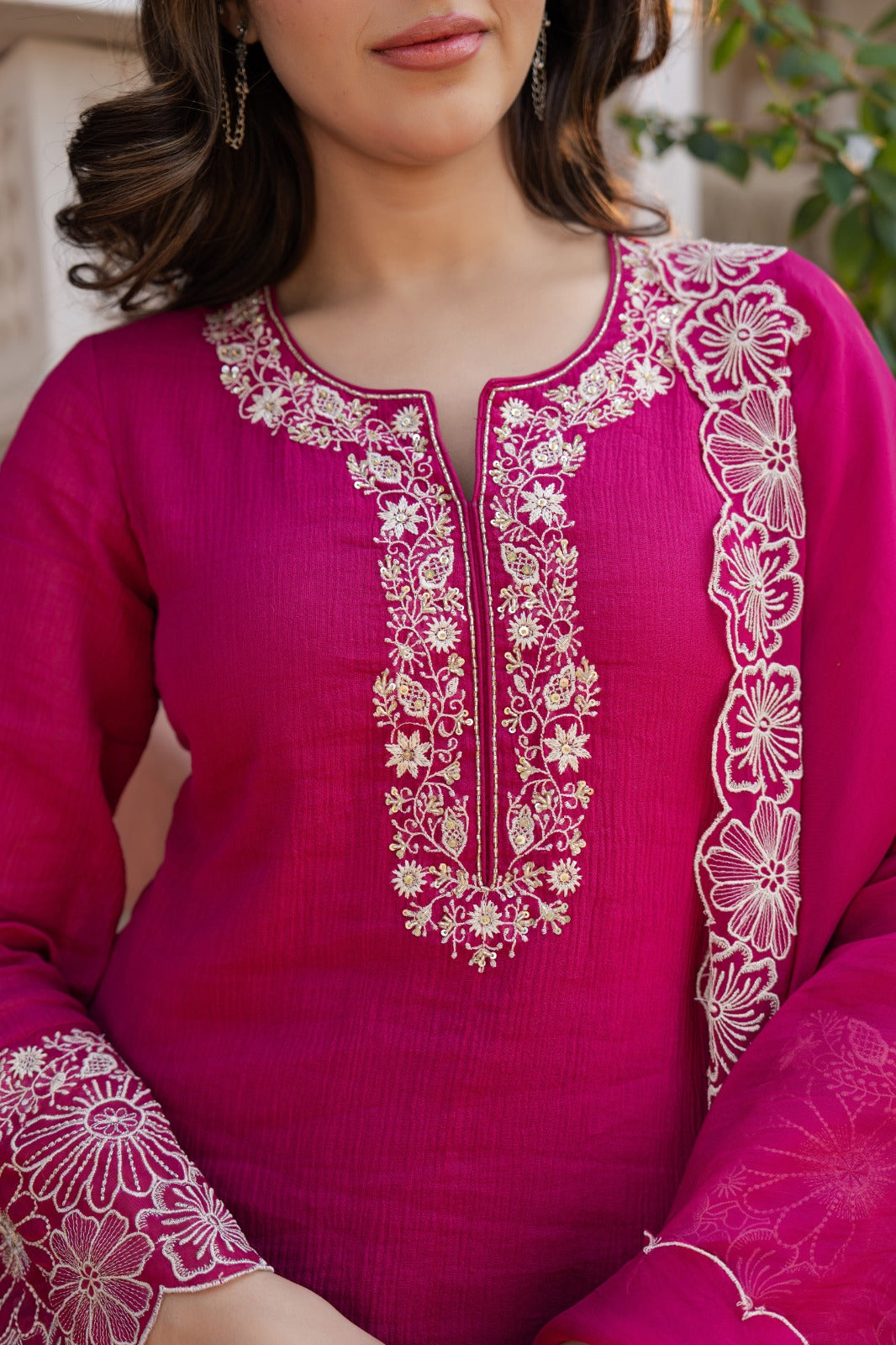 Crush cotton with lining beautiful three piece set (B657)