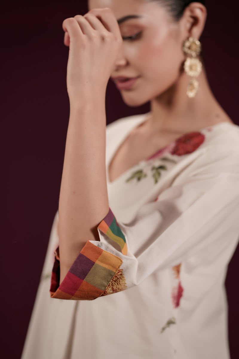 Mul cotton with lining mugal butta paired with designer farshi salwar smart two piece cordset (S130)