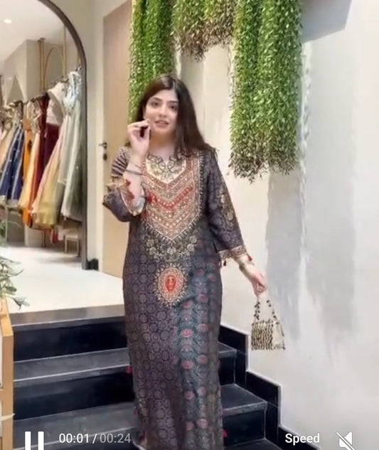 Dola silk with lining pakistani pattern smart two piece cordset (S288)