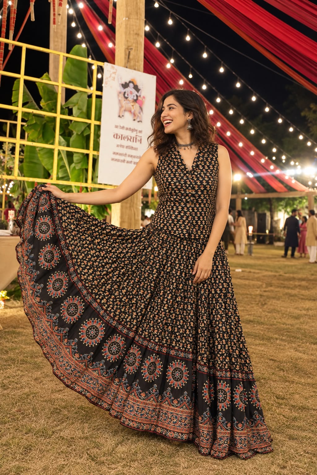 Pure cotton with lining flared skirt with vest (S396)
