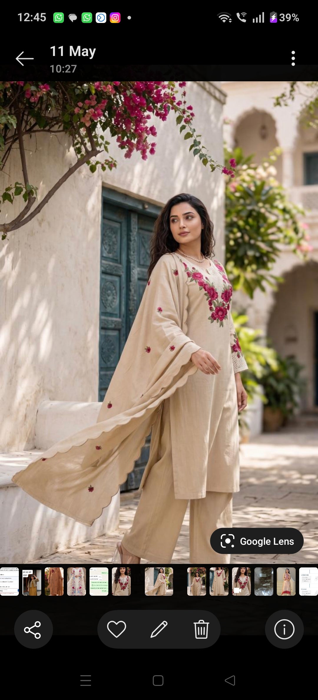Crush Cotton with embroidery smart three piece set (B783)