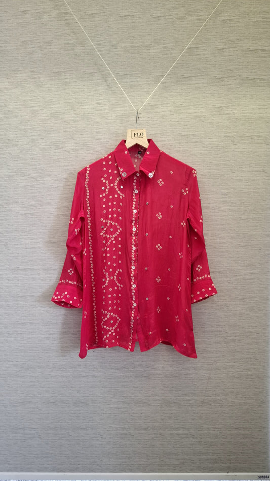 Rani pink pure silk crape shirt (A1042)