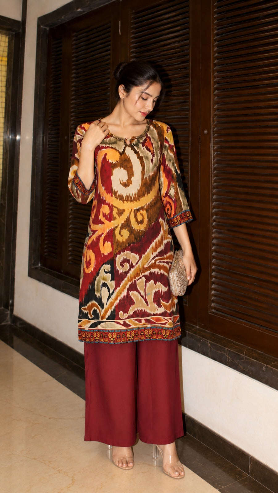Pure crape patola print smart two piece cordset (C751)