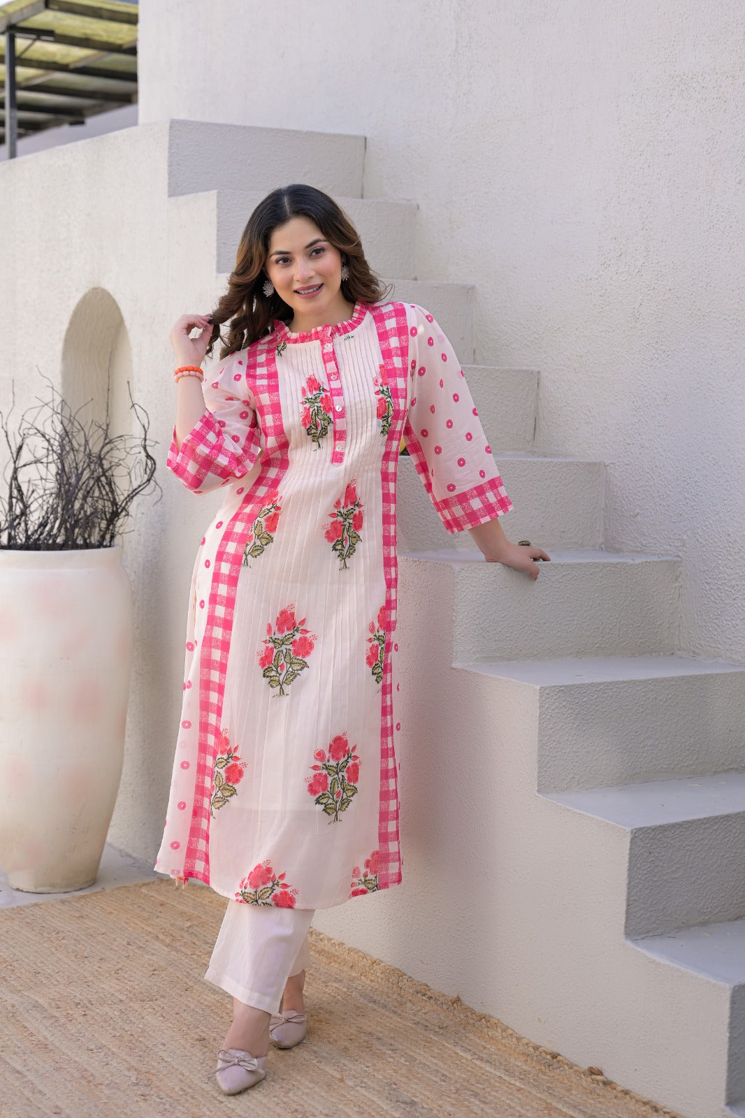 Pure mul cotton with lining very summery smart two piece set (B1038)