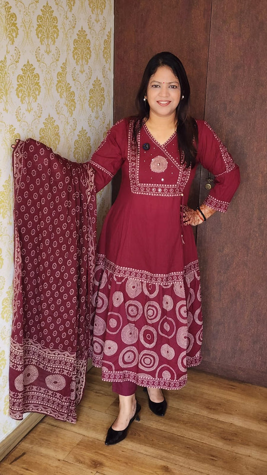 Wine pure cotton three piece set (A1082)