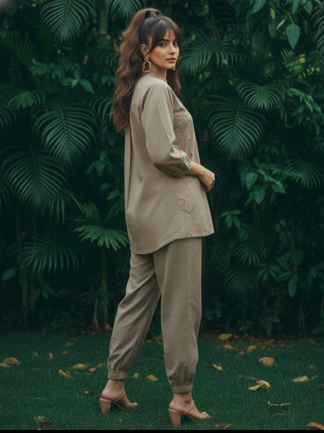 Smart cotton with pant fully thread work two piece cordset (B932)