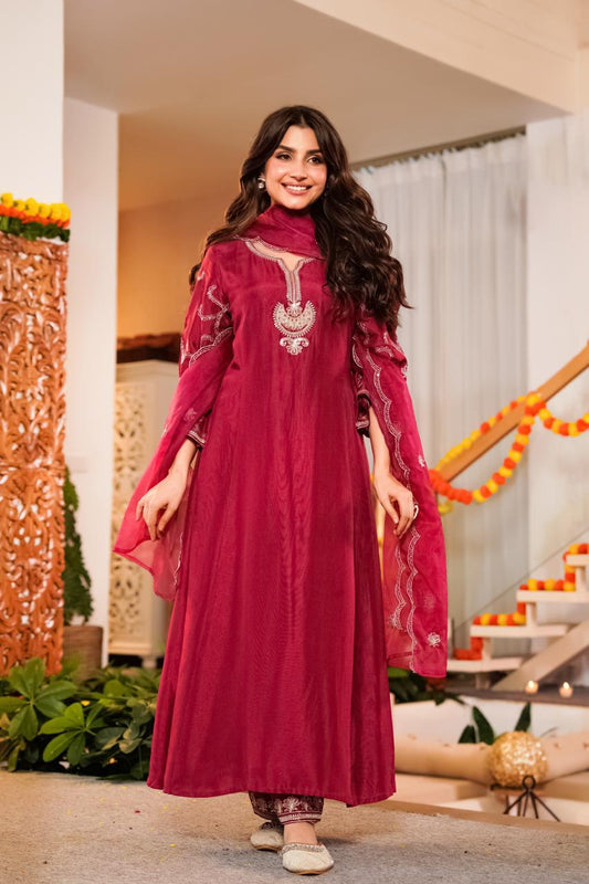 Santori silk with mul lining designer three piece set (A1133)
