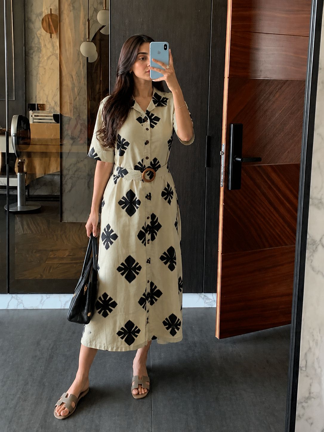 Pure cotton one piece dress with wooden blet length approx 46 inch (B936)