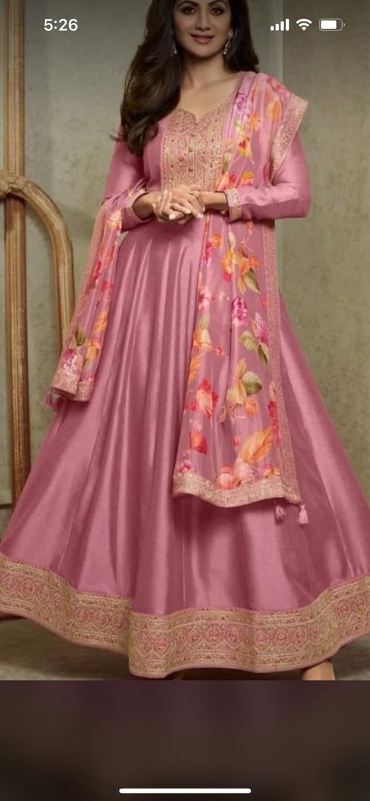 Soft pink shilpa anarkali (P621)