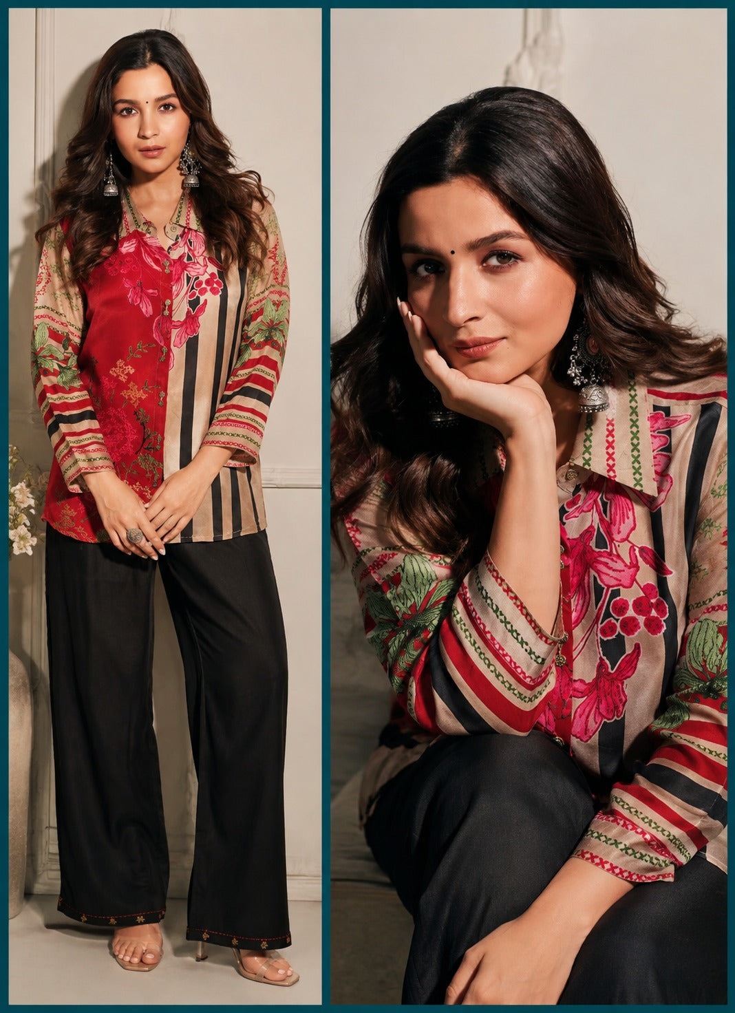 Pure crape digital print smart two piece cordset (S310)