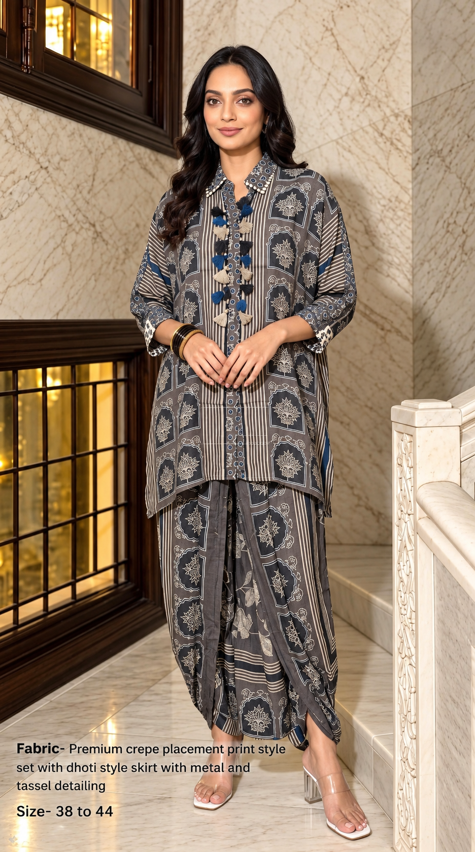 Pure crape dhoti style smart two piece cordset (C720)