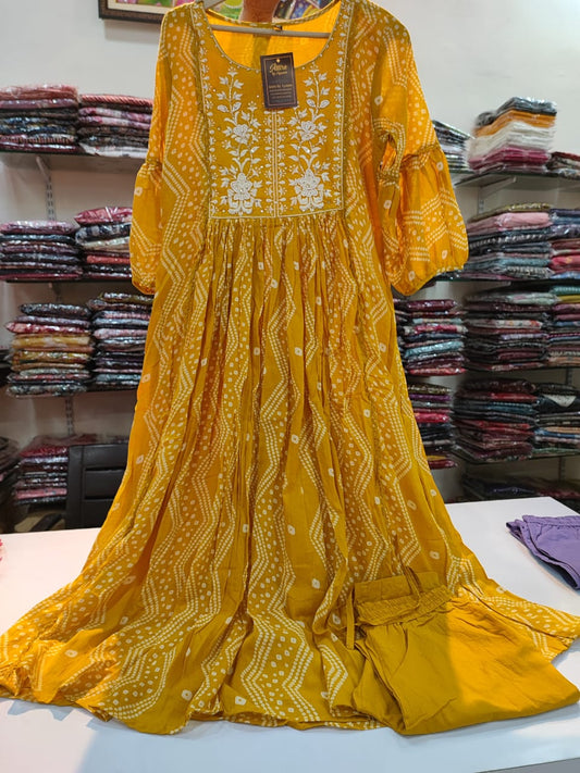 Yellow bandani with cotton lining two piece set (P584)