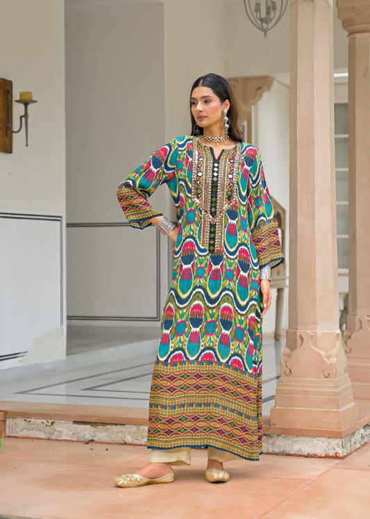 Crape with lining smart pakistani pattern two piece cordset (S295)
