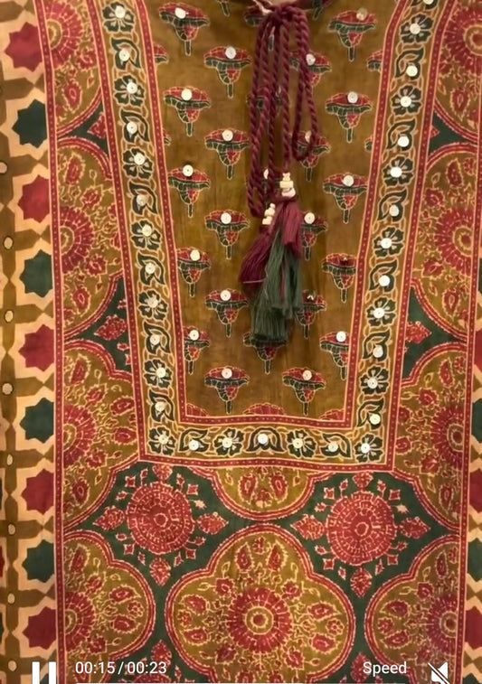 Pure crape Ajrakh print smart two piece cordset (B458)