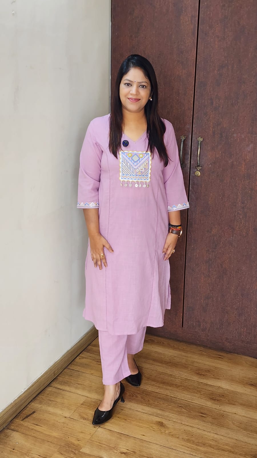 Light lilac pure cotton linen two piece cordset (A1341)